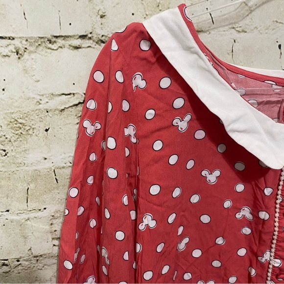Disney LC Lauren Conrad Pink Polka Dot Mickey Minnie Mouse Top Blouse - Picture 3 of 8